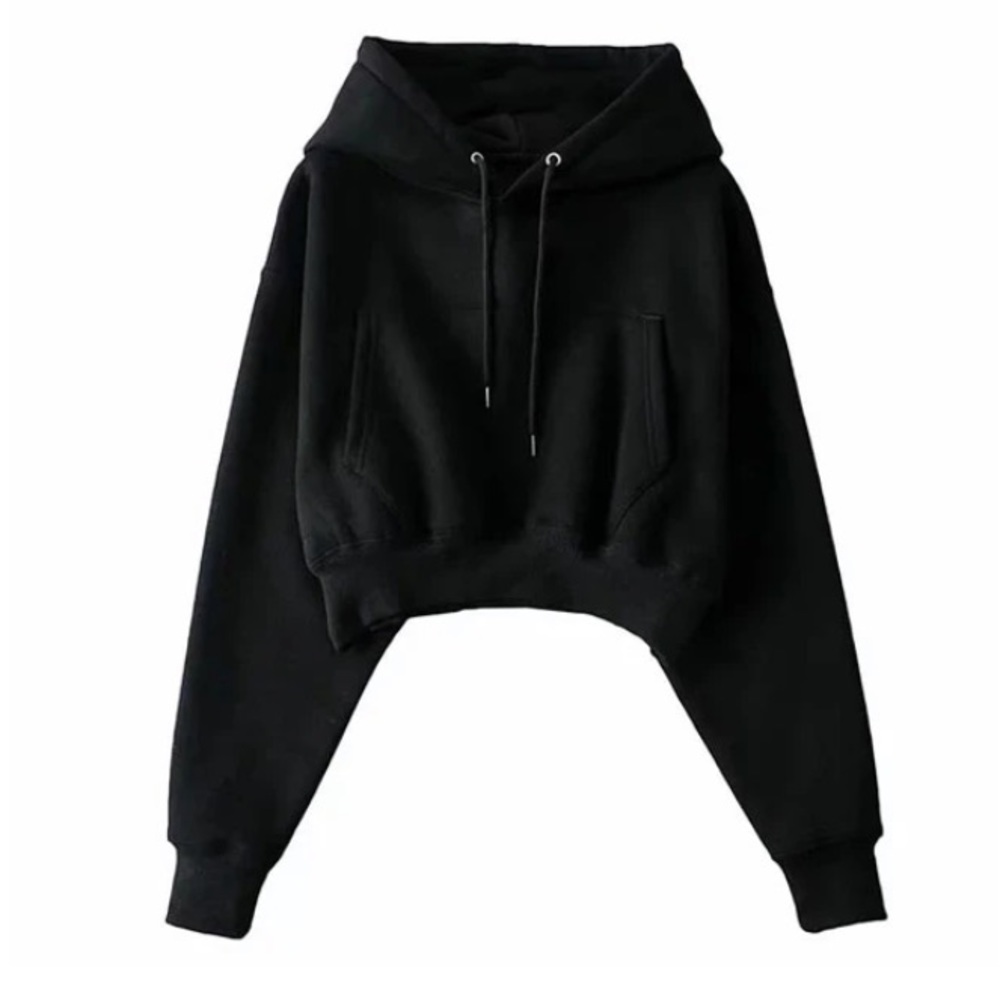Black cropped hoodie